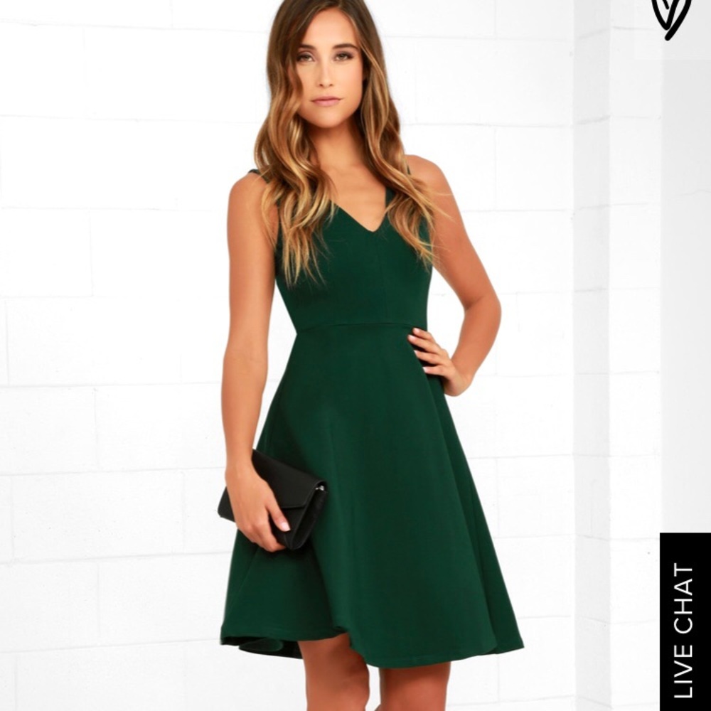 Lulu’s Hello World Dark Green Midi Dress